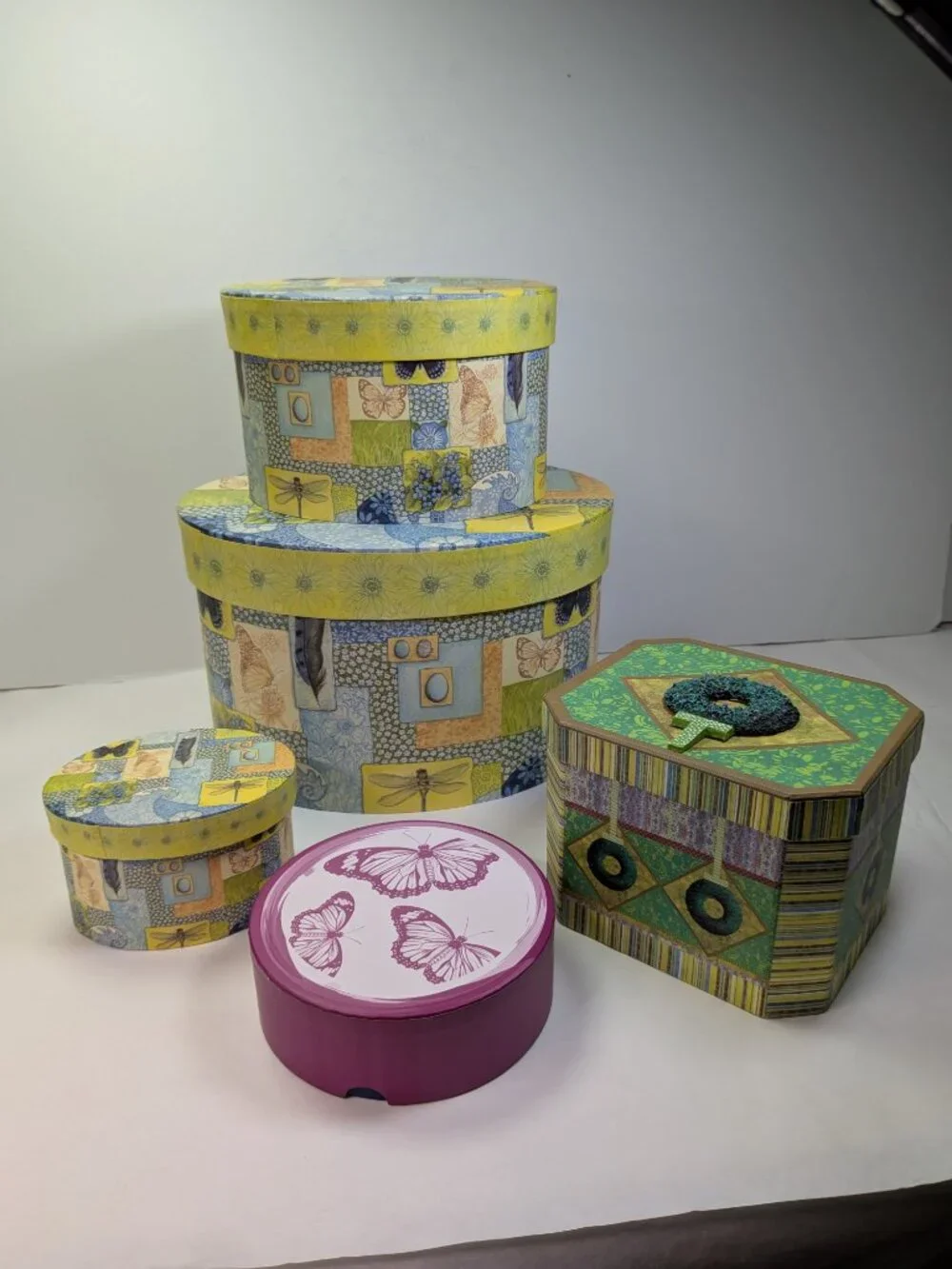 Vintage Spring (5) Gift Boxes Bundle Susan Winget Harry David Hat Box Wreath